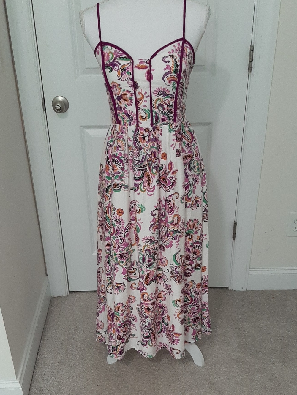 TCEC Floral Spaghetti-Strap purple and Pink Maxi Dress Size Small